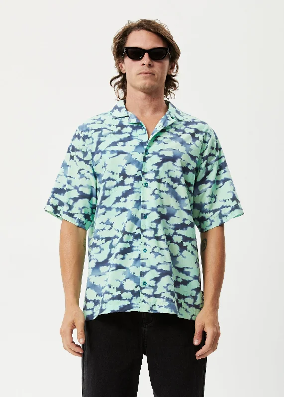 Lazy Home AFENDS Mens Liquid - Cuban Short Sleeve Shirt - Jade Floral