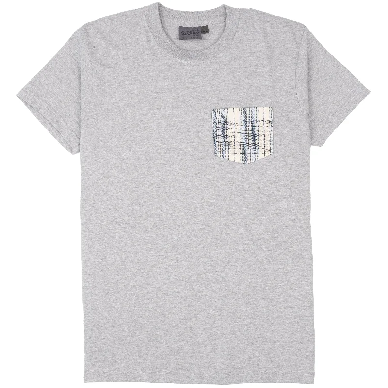 Fashion Pioneer Pocket Tee - Heather Grey - Asagi Sashiko - White
