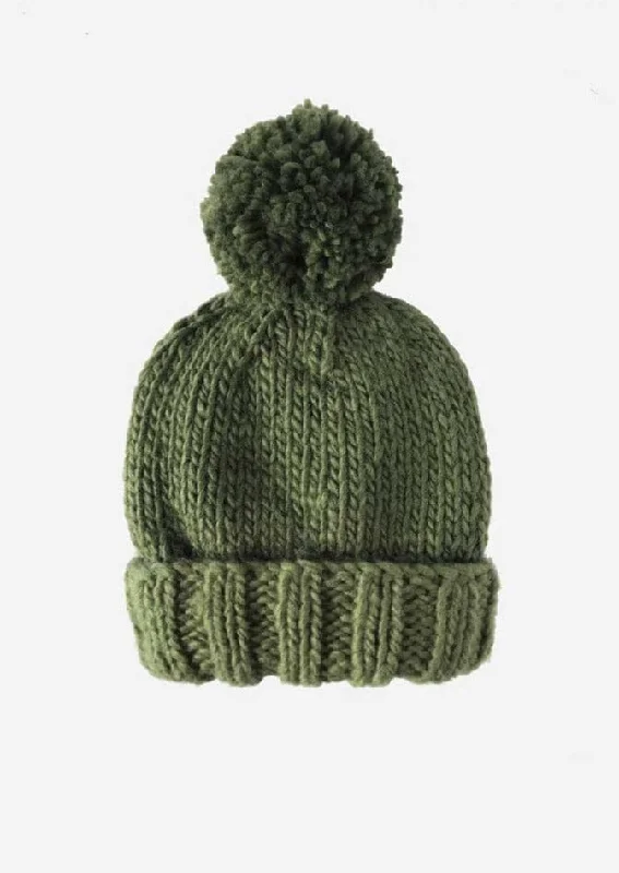 Simple Design Classic Pom Baby Beanie - Olive