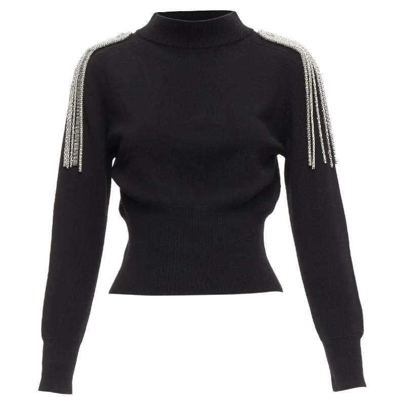 Fashion Design Christopher Kane merino wool silver shoulder chain sweater