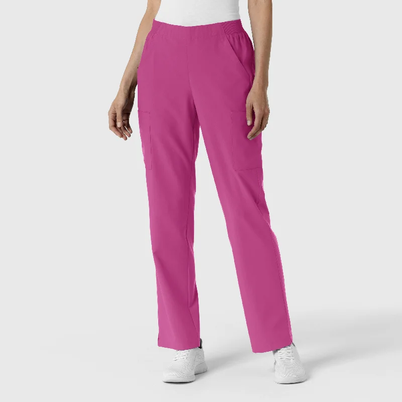 British Fashion W123 Women's Cargo Utility Scrub Pant - Raspberry
