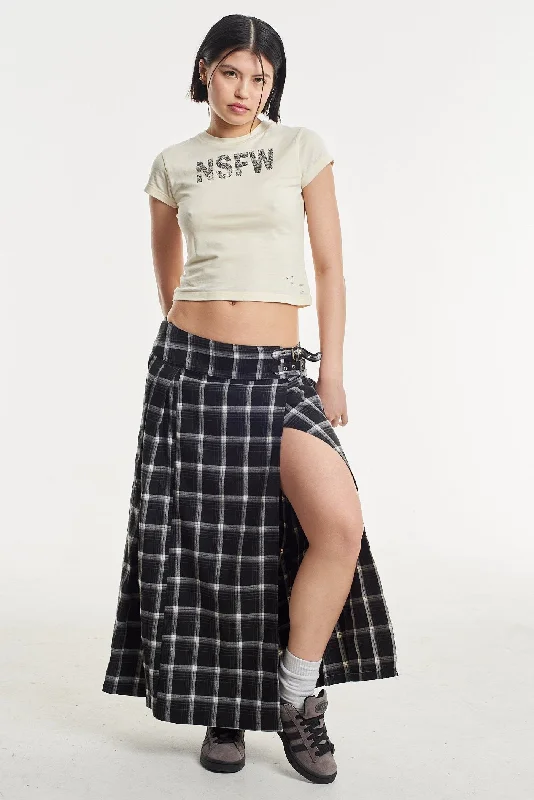 Slim Fit Queenie Grunge Check Maxi Skirt