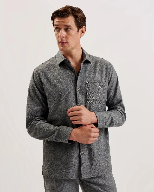 Sports Cool Gaius Ls Oversized Wool Blend Shirt Lt-Grey