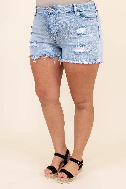 Sports And Leisure Good Times And Tan Lines Shorts, Light Wash